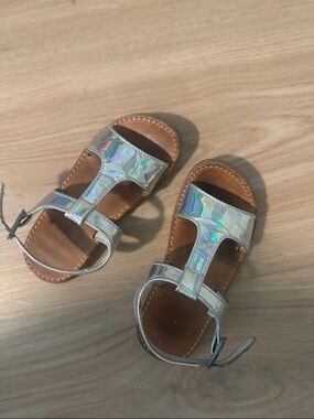 Kids Silver Holographic Freshly Picked T-Strap Sandals